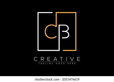 Initial letter cb, bc, c, b elegant and luxury Initial with Rectangular frame minimal monogram logo design vector template