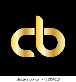 Initial Letter CB Circle Linked Lowercase Logo Gold