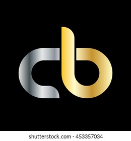 Initial Letter CB Circle Linked Lowercase Logo Silver Gold