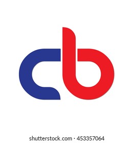 Initial Letter CB Circle Linked Lowercase Logo Blue Red