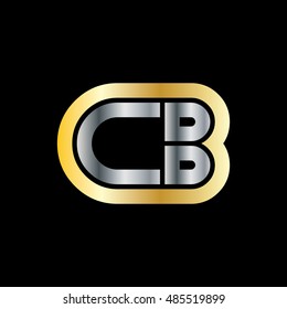 Initial Letter CB Linked Design Logo Gold Silver