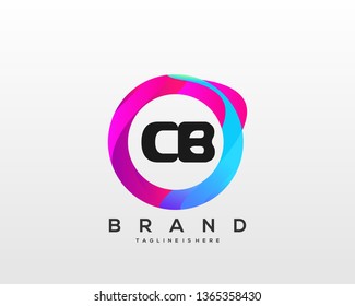 Initial letter CB logo with colorful circle background, letter combination logo design for creative industry, web, business and company. - Vector