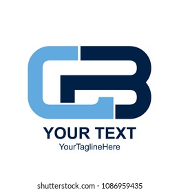 Initial letter CB logo design template element colored blue for business and company identity