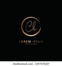 Initial letter Cb Logo Design Template. Gold Letter with Circle Isolated on Black Background. Suitable for Business, Consulting Group Company 