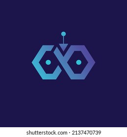 Initial letter CB Logo in a form of a robot head applied for Robotic Process Automation Logo design inspiration.