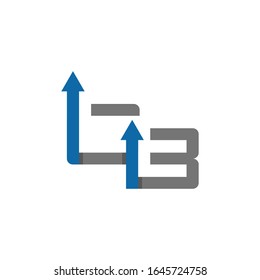Initial letter CB logo with grow up shape for growing success business company, ui and ux, website or mobile application. Connected arrow up, growth, progress integrate and success concept.