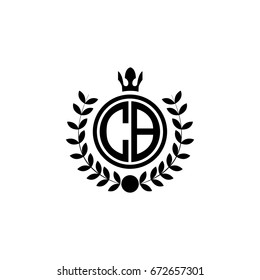 Initial Letter CB Logo Linked Circle Shape with Crown and wheat Icon
