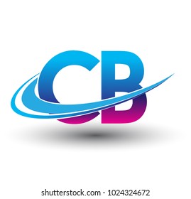 initial letter CB logotype company name colored blue and magenta swoosh design. vector logo for business and company identity.