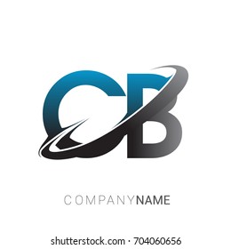 initial letter CB logotype company name colored blue and grey swoosh design. logo design for business and company identity.