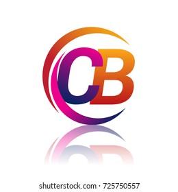 initial letter CB logotype company name orange and magenta color on circle and swoosh design. vector logo for business and company identity.