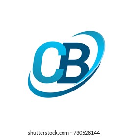 initial letter CB logotype company name colored blue swoosh design concept. vector logo for business and company identity.