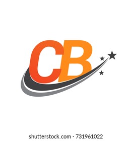 initial letter CB logotype company name colored orange and grey swoosh star design. vector logo for business and company identity.