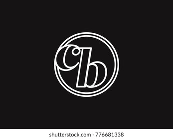 Initial letter cb lowercase outline inside the circle logo template white on black background