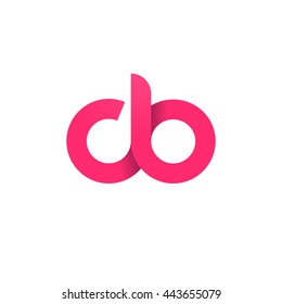 initial letter cb modern linked circle round lowercase logo pink