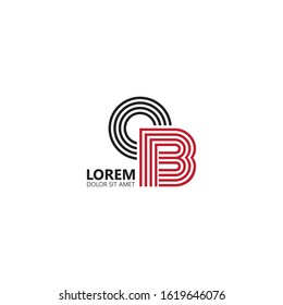 Initial letter cb uppercase modern logo design template elements. Black and red letter Isolated on white background. Suitable for business, consulting group company.