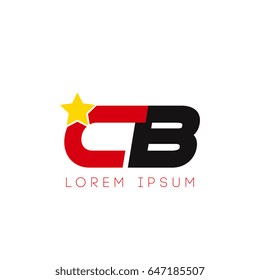 Initial letter cb yellow star logo red black