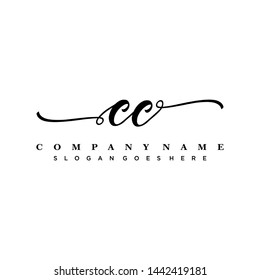 Initial letter  CC beautiful handwriting logo vector template