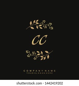 Initial letter  CC beautiful handwriting logo vector template