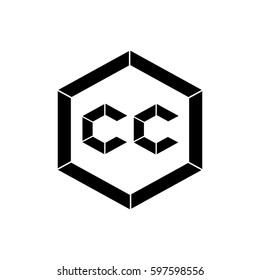 initial letter cc black color logo vector