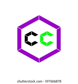initial letter cc black and green color logo vector