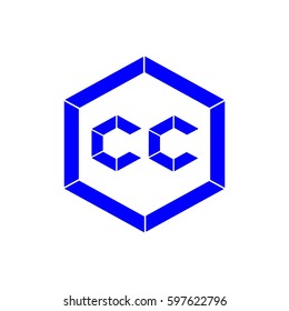 initial letter cc blue color logo vector