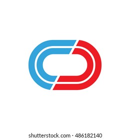 Initial Letter CC CD CO Linked Design Logo Blue Red