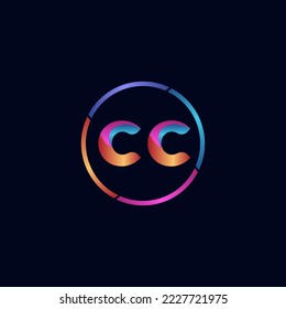 Initial letter CC curve rounded logo, gradient vibrant colorful glossy colors