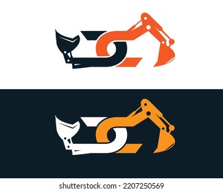 Letra inicial CC, concepto de diseño de logotipo de extravasación de CC. Excavadoras Creativas, Máquinas de Construcción Ilustración Vector de Equipo Especial.