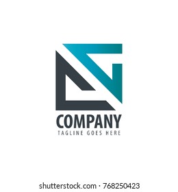 Initial Letter CC Design Square and Triangle Logo