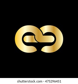 Initial Letter CC EE Linked Circle Lowercase Logo Gold