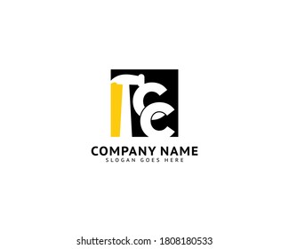Initial Letter CC Hammer Logo Design for Construction, Manufacture and Repairing