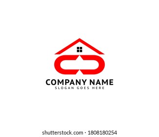 Letra inicial diseño del logotipo inmobiliario de la casa CC