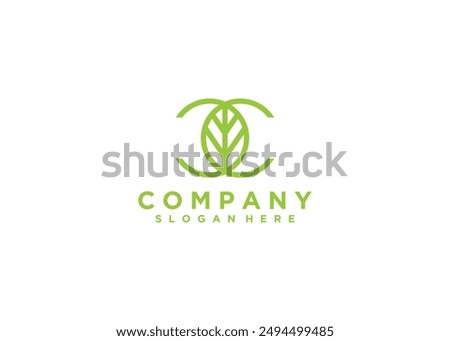 Initial Letter CC with leaf Logo designs