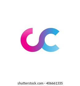 initial letter cc linked circle lowercase logo pink blue purple