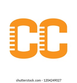 Initial letter CC logo design orange color