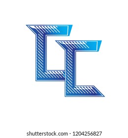 Initial letter CC logo design blue-blue color