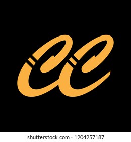 Initial letter CC logo design orange-orange color