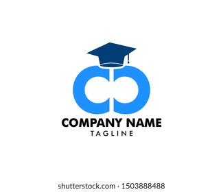 Initial letter CC logo with graduation hat, Education theme concept design