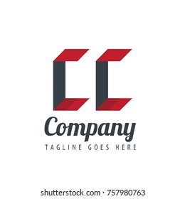 Initial Letter CC Logo With Ribbon Style
