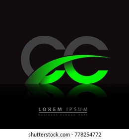 initial letter CC logotype company name colored green and black swoosh design. vector logo for business and company identity.
