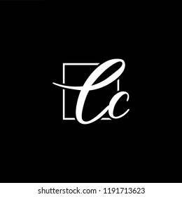 Initial letter CC minimalist art monogram shape logo, white color on black background