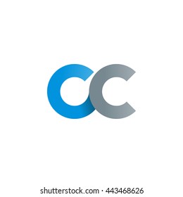 initial letter cc modern linked circle round lowercase logo blue gray