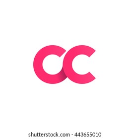 initial letter cc modern linked circle round lowercase logo pink