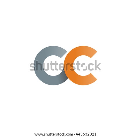 initial letter cc modern linked circle round lowercase logo orange gray