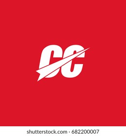 initial letter cc white logo in red background