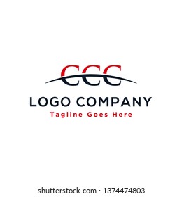 Initial letter CCC, overlapping movement swoosh horizon logo design inspiration in red and dark blue color vector