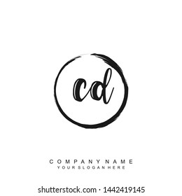 Initial letter  CD beautiful handwriting logo vector template