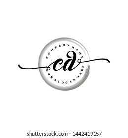 Initial letter  CD beautiful handwriting logo vector template