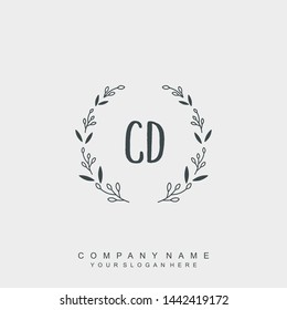 Initial letter  CD beautiful handwriting logo vector template