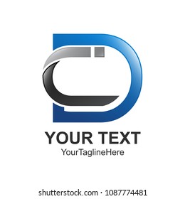 Initial letter CD or DC logo design template element colored black blue for business and company identity